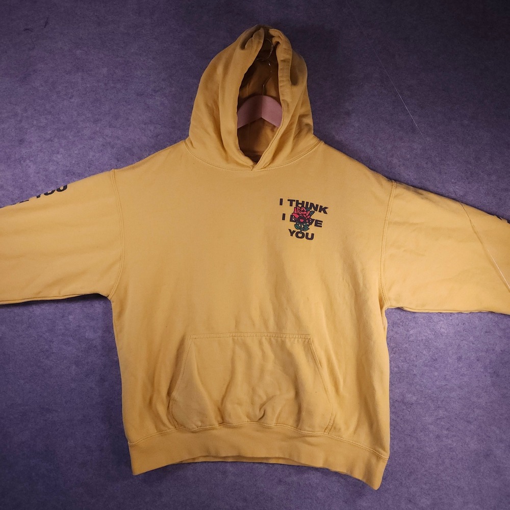 Yours Truly Yellow Phora I Think I Love You Rose Graphic Hoodie‎ Men L Rare Flaw